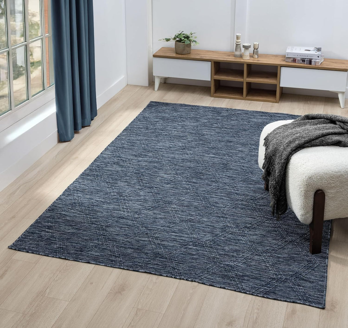 Darla Textured Foldable Indoor Outdoor Rug, Weather Resistant, Easy Clean, UV Resistant, Lightweight