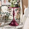 Inspired Saarinen Style Halric Modern 24" Tall Round with Decorated Tabletop and Iron Metal Base, Accent Furniture, Elegant Pedestal Stand