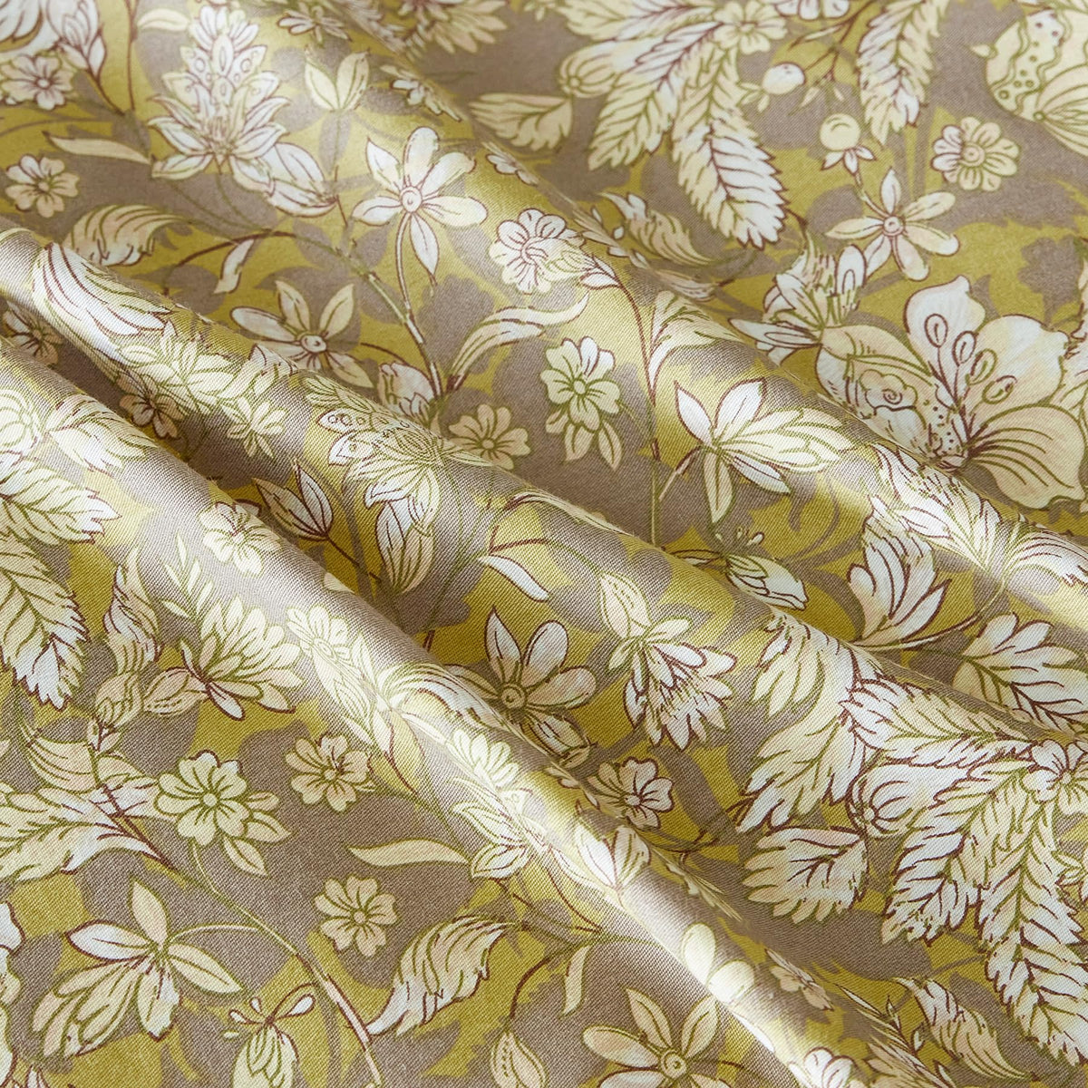 Vintage Taupe Botanical Duvet Cover 100% Cotton 3 Pcs Set