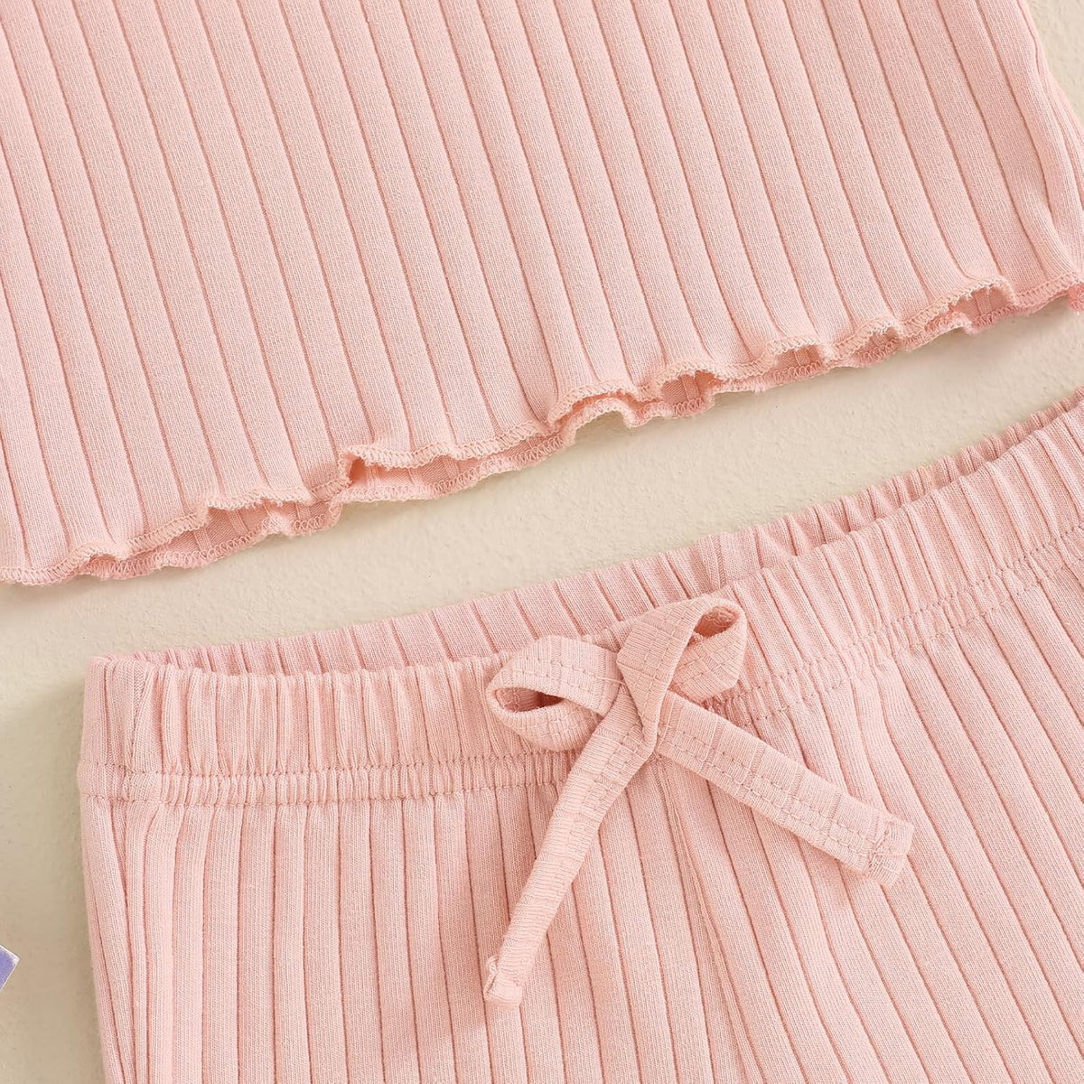 Baby Girl Clothes Summer Toddler Outfit Ruffle Rib Knit Ruffle Vest Tank Tops & Shorts Cute Clothing Sets