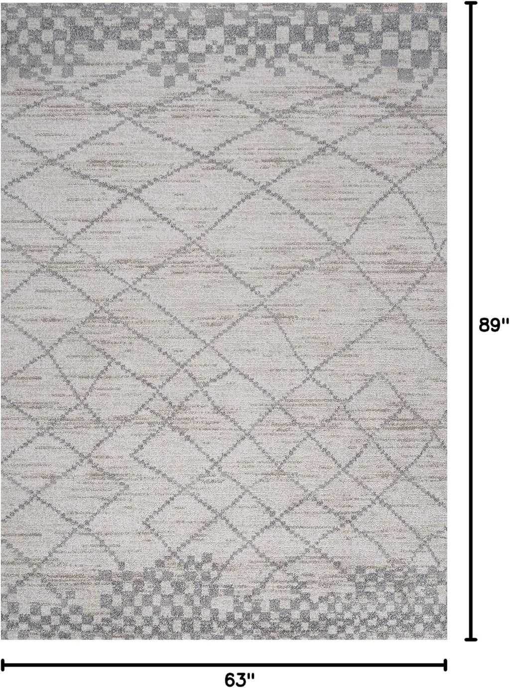 Asilah Diamond Light Gray Indoor Area Rug, Moroccan Modern, Bohemian, Casual, Easy-Cleaning, Pet Friendly