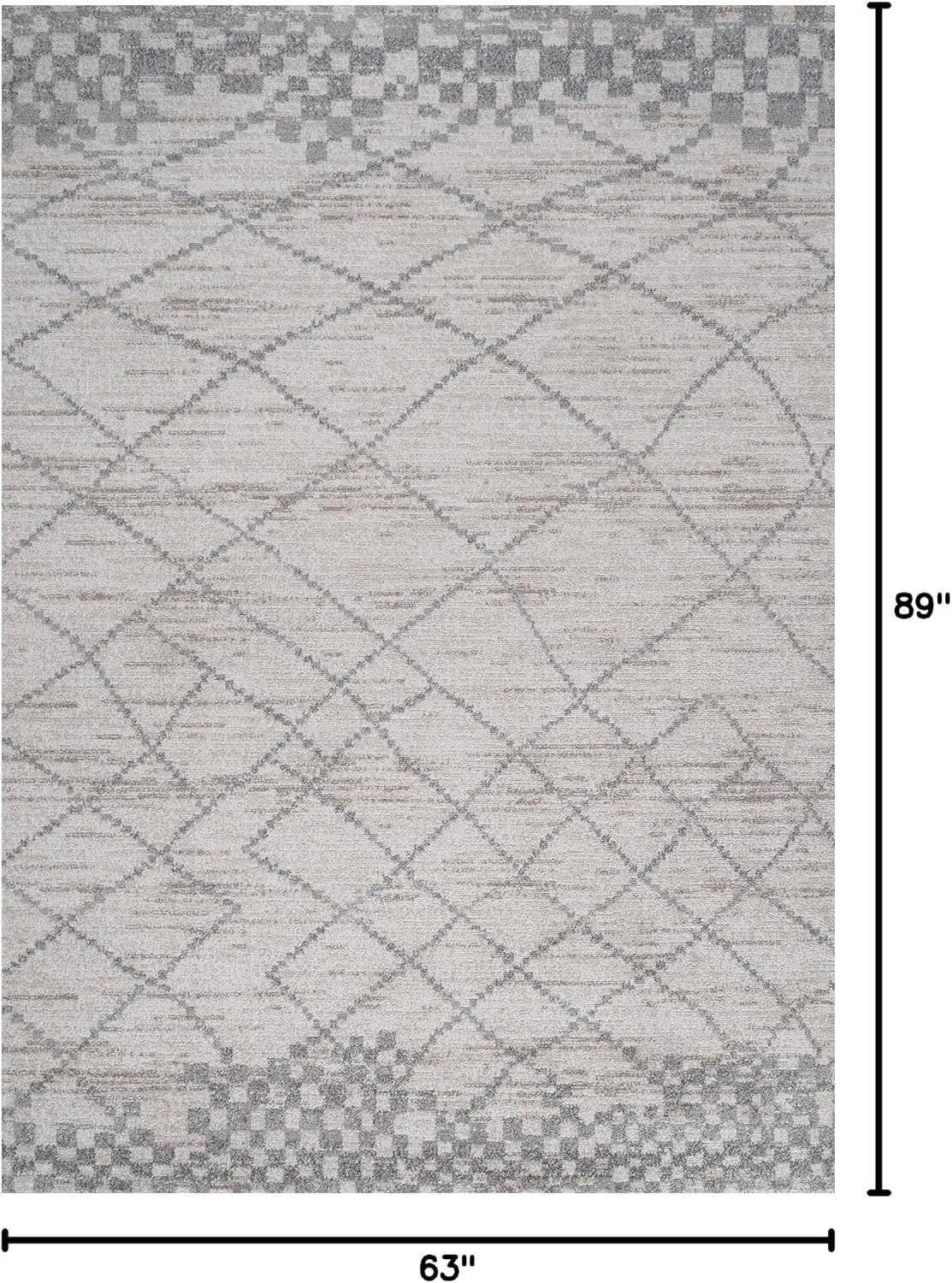 Asilah Diamond Light Gray Indoor Area Rug, Moroccan Modern, Bohemian, Casual, Easy-Cleaning, Pet Friendly