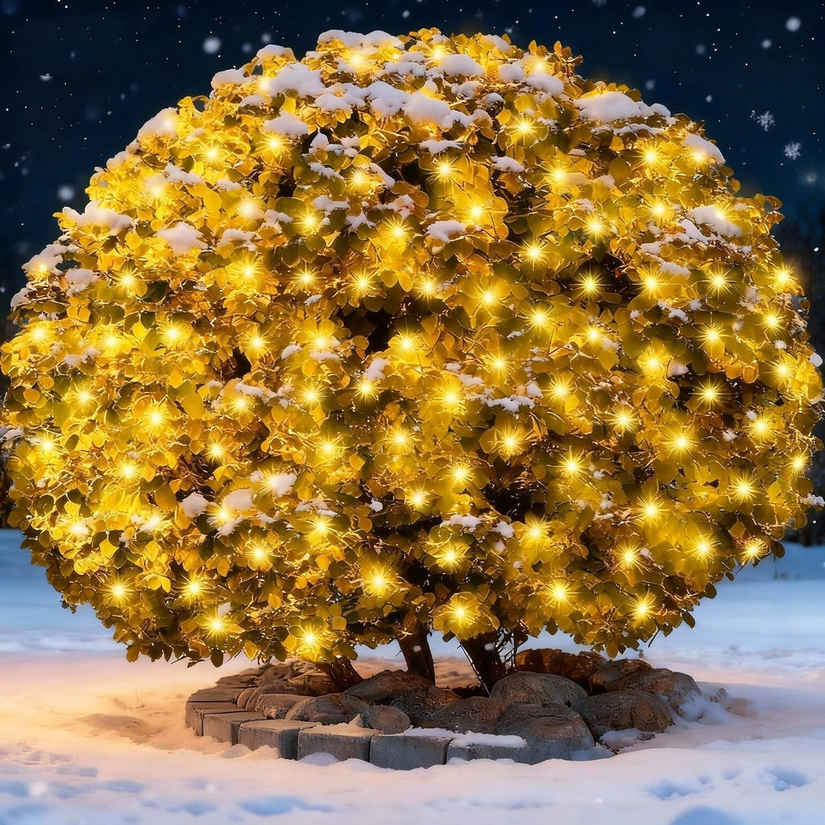 6Ftx4Ft LED Christmas Net Lights Green Wire,Connectable UL Certified Waterptoof Net Lights for Bushes Trees Shurb