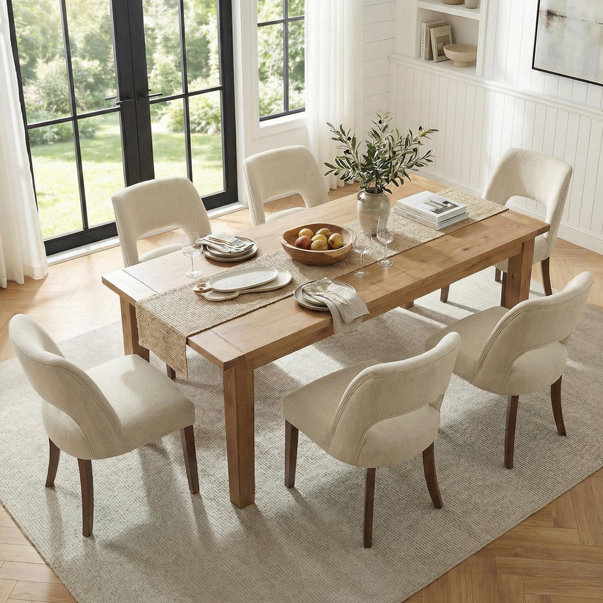 Wooden Set of 2 with Rubberwood Legs and Open Back
