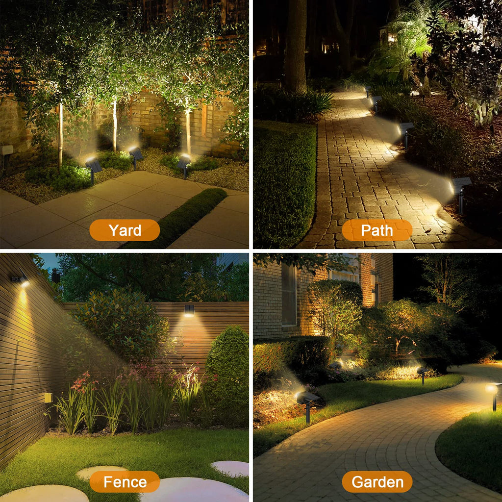 Solar Spot Lights Outdoor IP67 Waterproof, 4 Pack/76 LED, Warm White