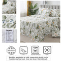 100% Percale Cotton Sheets Full Botanical Printed Floral Sheets Yellow Flowers & Leaves Pattern Farmhouse Bedding