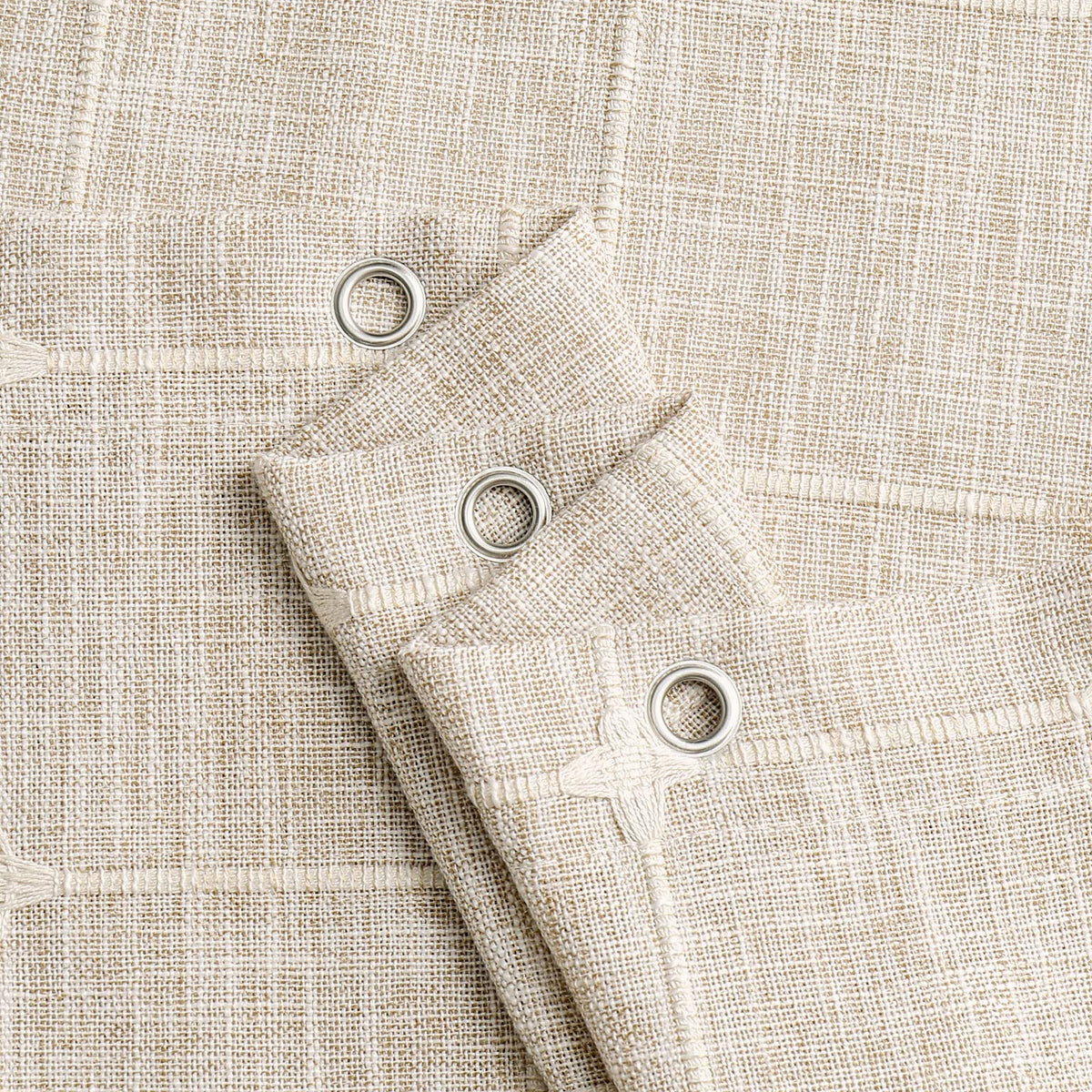 Boho Farmhouse Classic Plaid Linen Tassel Tan Brown, 72x72