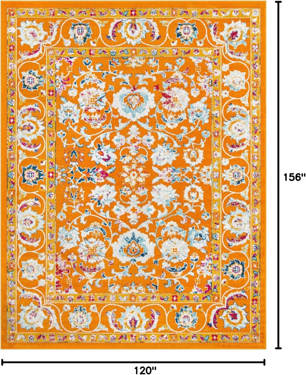 Aurelia Rug - Orange Easy-Clean Area Rug - Vintage Traditional Medallion Design, Perfect for Living Rooms