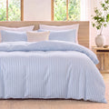Blue Striped Comforter Set, 100% Cotton Comforter Set, 3-Piece