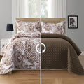 3-Piece Boho Paisley Floral Patchwork Reversible Quilt - Soft Premium Bedspread with Matching Pillow Shams, Premium