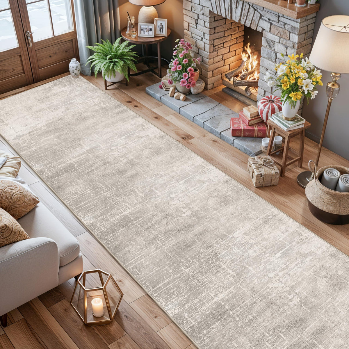 Hallway Washable Runner Rug - 2'6x14 Kitchen Rugs Stain Resistant Entryway Area Rug Abstract Soft Floor Mat Non-Slip