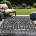 Waikiki Boho Indoor Outdoor Rug, Washable Outside Carpet, Bohemian Area Rug, Farmhouse Rugs, Aztec Tribal Rug