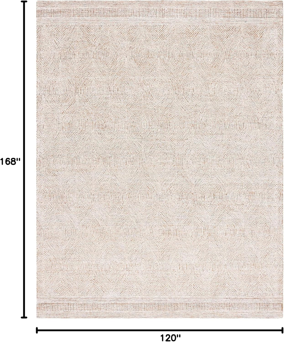 Abstract Collection Area Rug, Ivory & Rust, Handmade Wool, Ideal for High Traffic Areas in Living Room