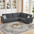 102" L Shape Sectional Couch,6 Seat Convertible Modern Corner Sofa Sectional with Removable Covers , Dark Grey