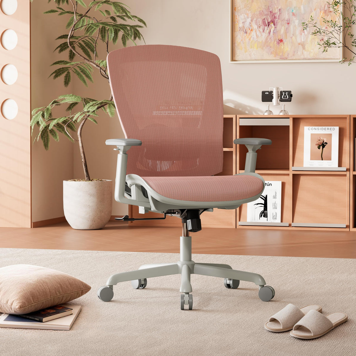 Ergonomic Mesh Office Chair — Blush Pink, Breathable Mesh Seat & Back