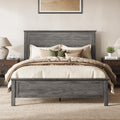 Farmhouse Platform Bed Frame with Headboard, Gray