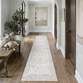 2x10 Blue Runner Rug Neutral Floral Carpet
