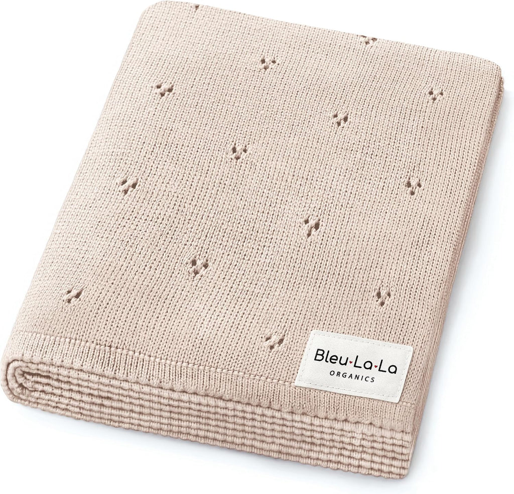 100% Luxury Organic Cotton Pointelle Knit Baby Quilt Blanket - Refined Lightweight Heirloom Nursery Essential