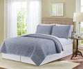 Chambray Maya Jacquard 3-Piece Cotton Bedding Quilt Set Everyday All Seasons Reversible Machine Washable