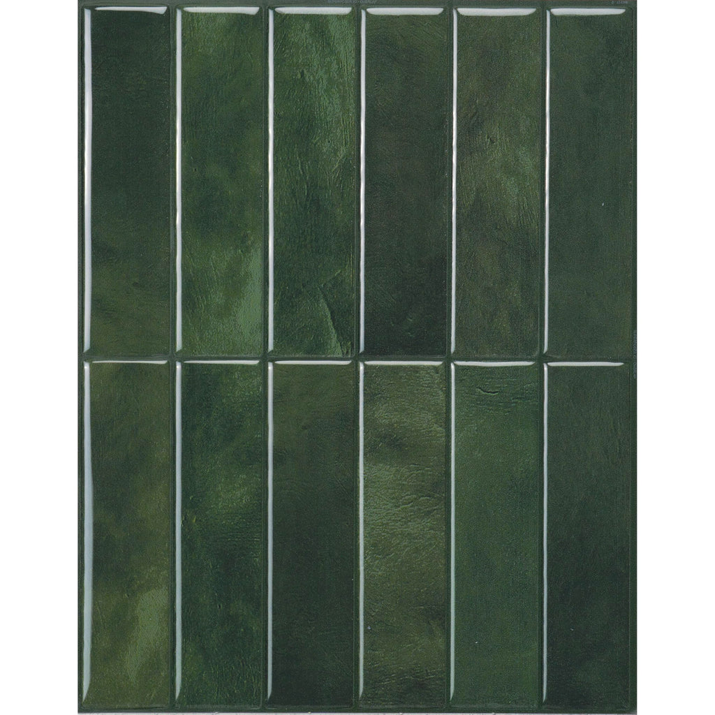 Peel and Stick backsplash, Stacked Forest Green, 11.43"x9"