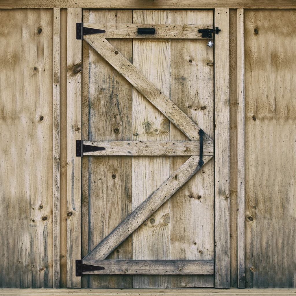 8 Inch T-Strap Shed Door Hinges Heavy Duty, Black Tee Hinge for Wooden Fences, Yard Door, Barn Door Gates, Wrought