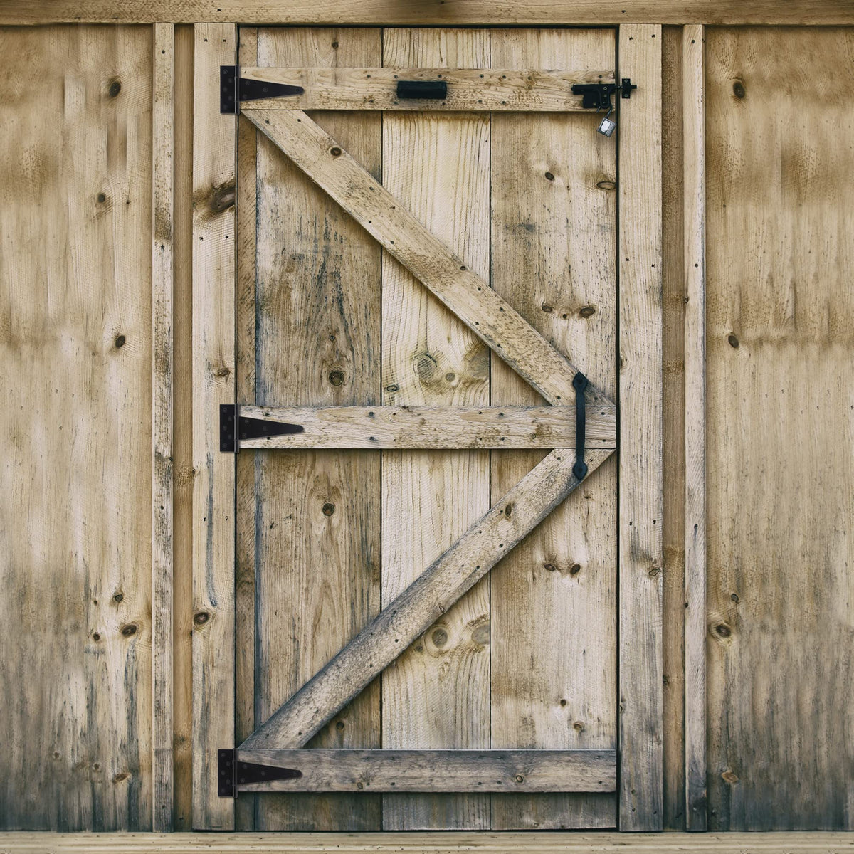 8 Inch T-Strap Shed Door Hinges Heavy Duty, Black Tee Hinge for Wooden Fences, Yard Door, Barn Door Gates, Wrought