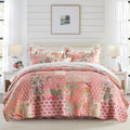 Cotton Patchwork Bedspread, 3-Piece Bedding Quilt Set with Real Stitched Embroidery, Reversible Matelasse Bed
