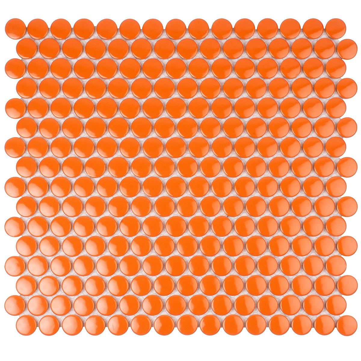 Penny Round Porcelain Tile Orange 12x12 Glossy 9.87 sq ft/case 10-Pack
