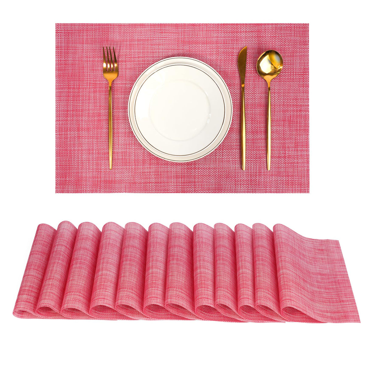 Placemats Set of 12,Christmas Decoration Non-Slip PVC Weave Table Mats Easy to Clean,Heat Resistant Place Mats Dining