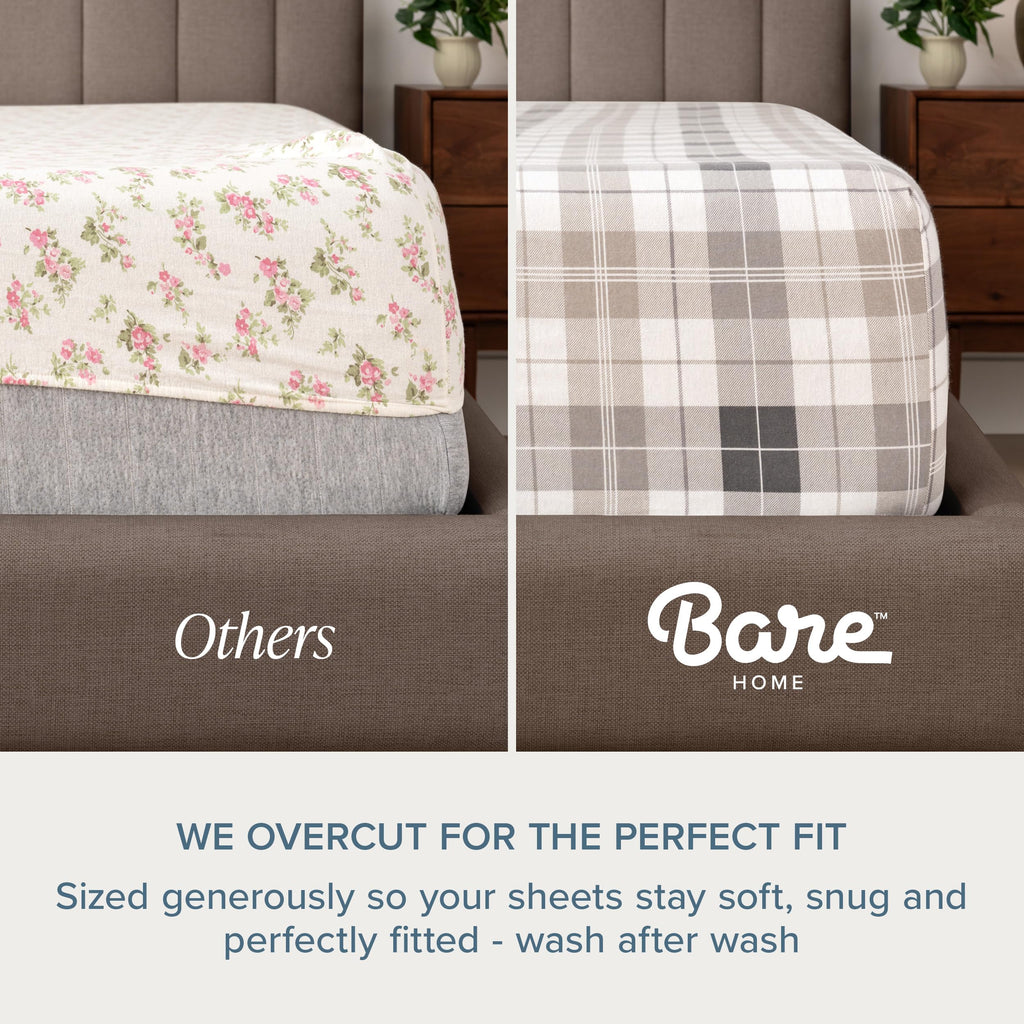Flannel Sheet Set 100% Cotton, Velvety Soft Heavyweight - Double Brushed Flannel - Deep Pocket (Grey)