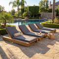 Tory Acacia Wood Chaise Lounge Chair Outdoor Set of 4, Poolside Sun Lounger Recliner, Patio Outdoor Chaise Lounge