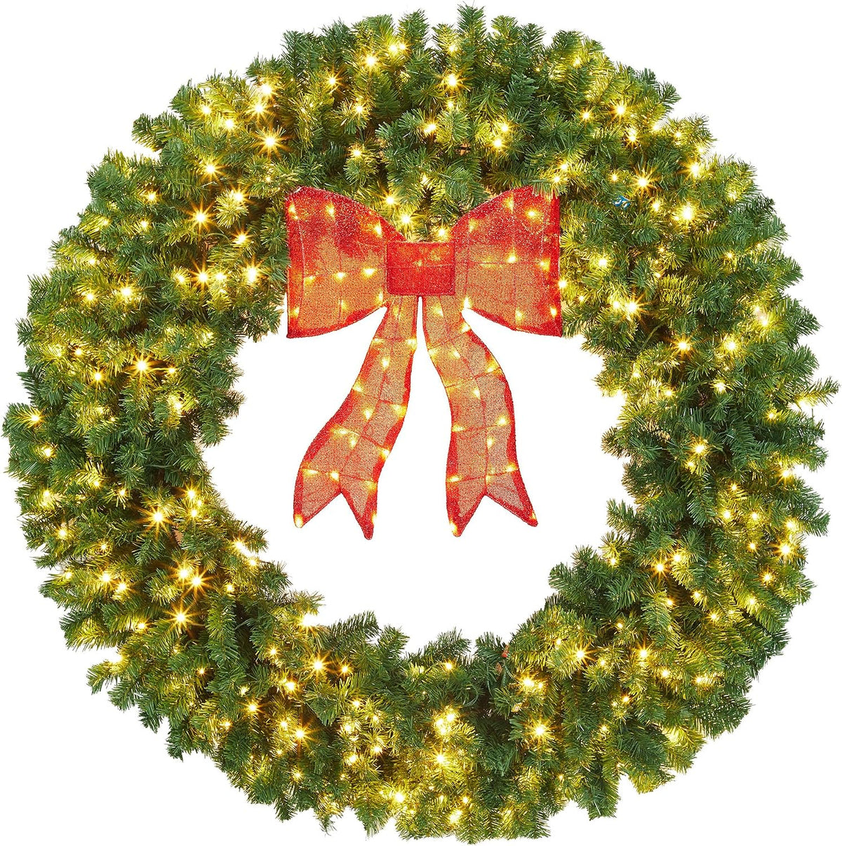 48in Pre-Lit Artificial Christmas Wreath with Bow