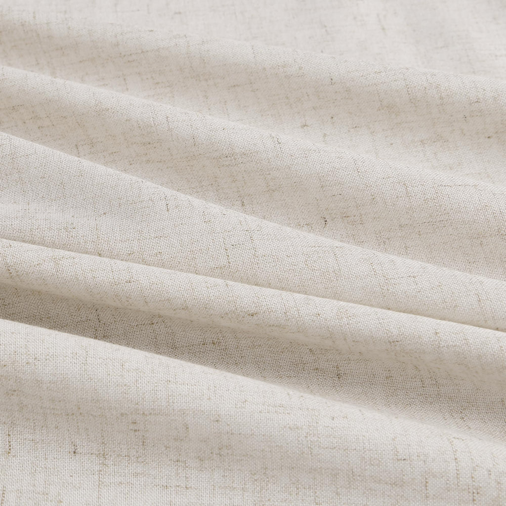Mousse White Pinch Pleated Linen Curtains 112 Inches Long Bedroom Light Filtering Neutral Farmhouse Curtain 112