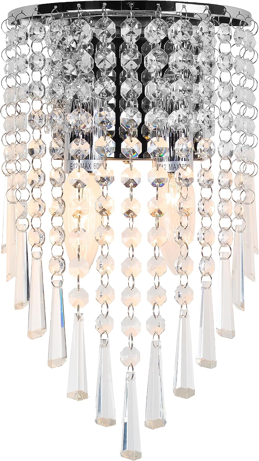 Mini Crystal Wall Sconce Modern Chrome Wall Light Fixtures 2 Lights Wall Lamps for Bedroom Living Room