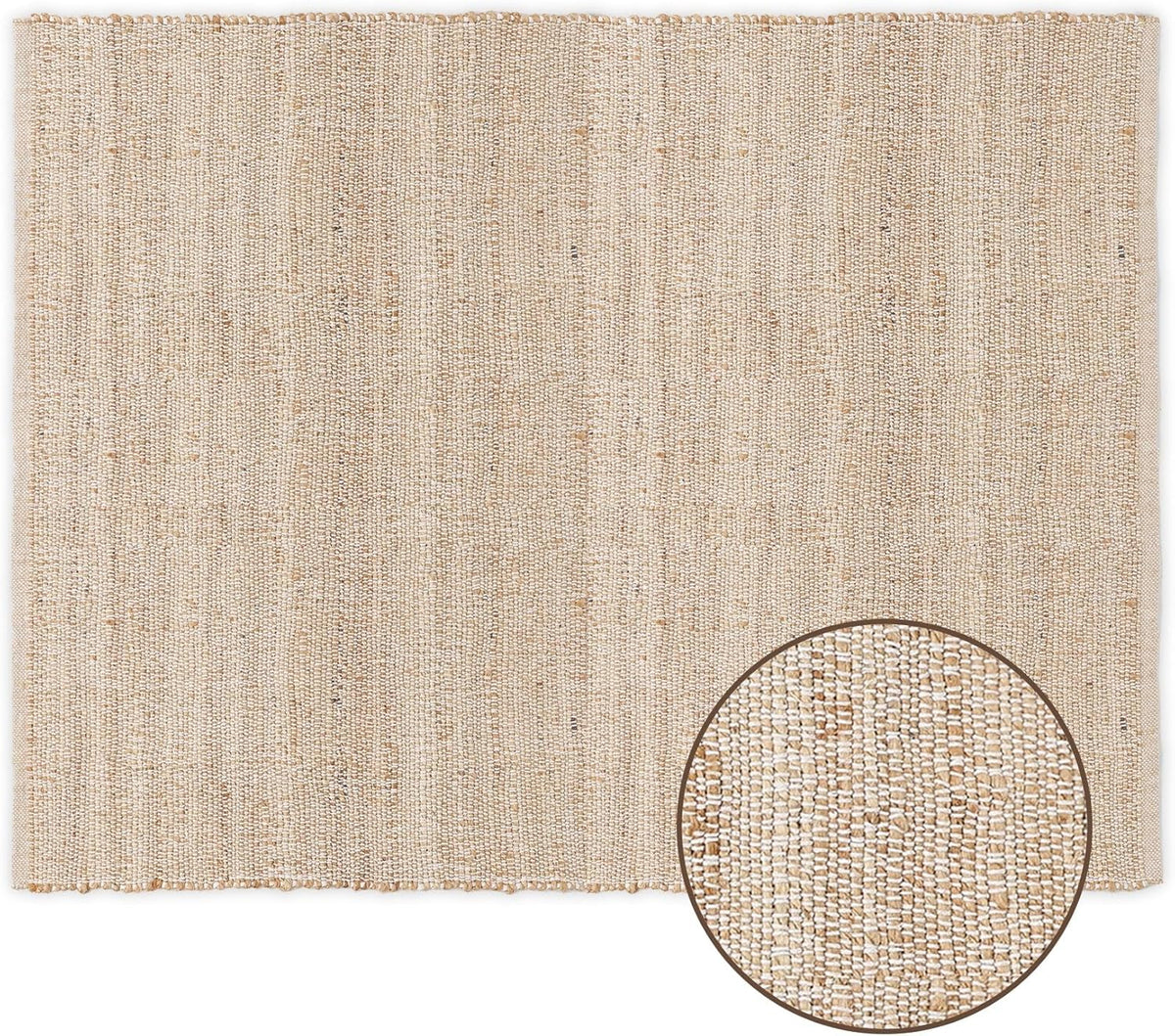 · · Jute Cotton Area Rug - Rectangular Rug, Sustainable Handwoven, Non-Shedding, Soft & Durable