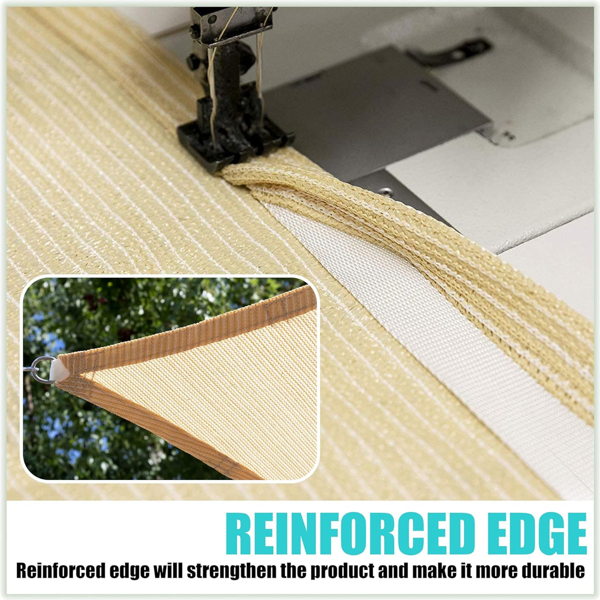 14' x 16' Beige Rectangle Square Sun Shade Sail Canopy Awning Fabric Mesh AGSLR, 95% UV Blockage, Water & Air