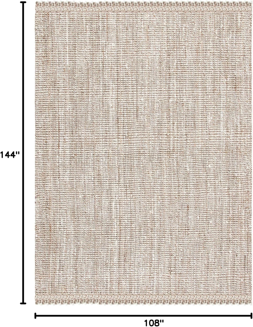 Natural Fiber Collection Area Rug, Grey & Beige, Handmade Woven Fringe Jute, Ideal for High Traffic Areas