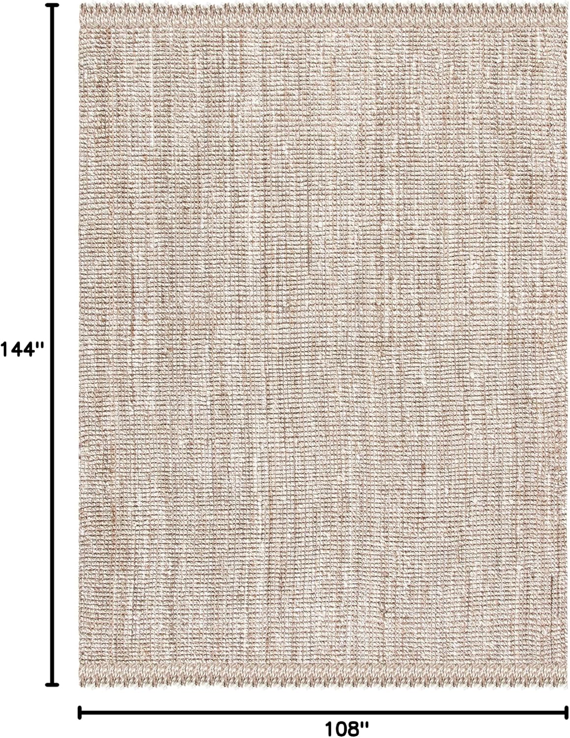 Natural Fiber Collection Area Rug, Grey & Beige, Handmade Woven Fringe Jute, Ideal for High Traffic Areas