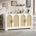 59" Rattan Sideboard Buffet Cabinet - Large Storage Cabinet with 4 Doors, Modern Console Table Accent Coffee Bar