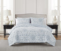 Deena Blue 3-Piece Soft Matelasse Jacquard Quilt Set