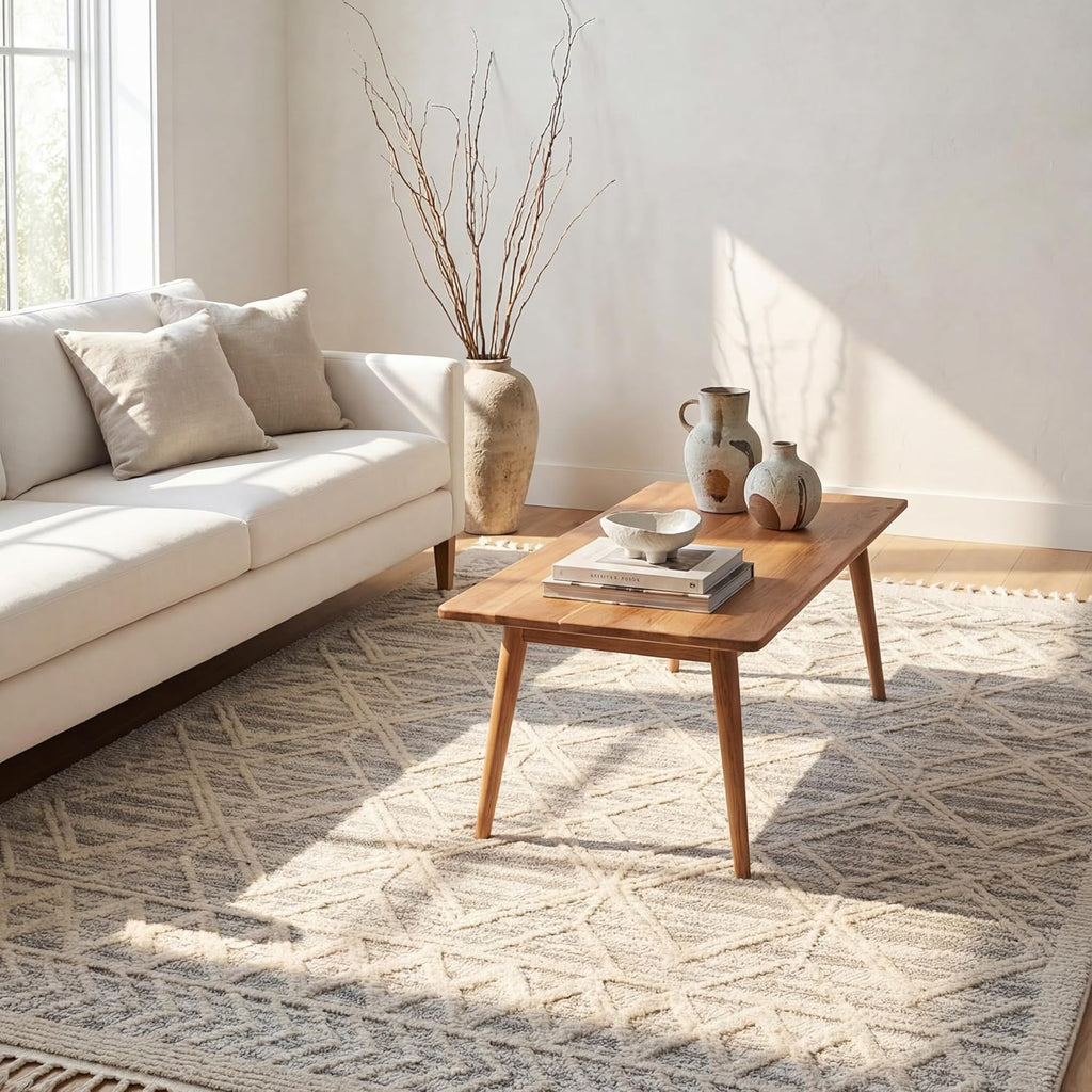 Ansley Light Grey Trellis Power Loomed Area Rug