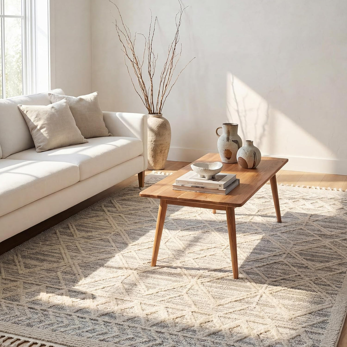 Ansley Light Grey Trellis Power Loomed Area Rug
