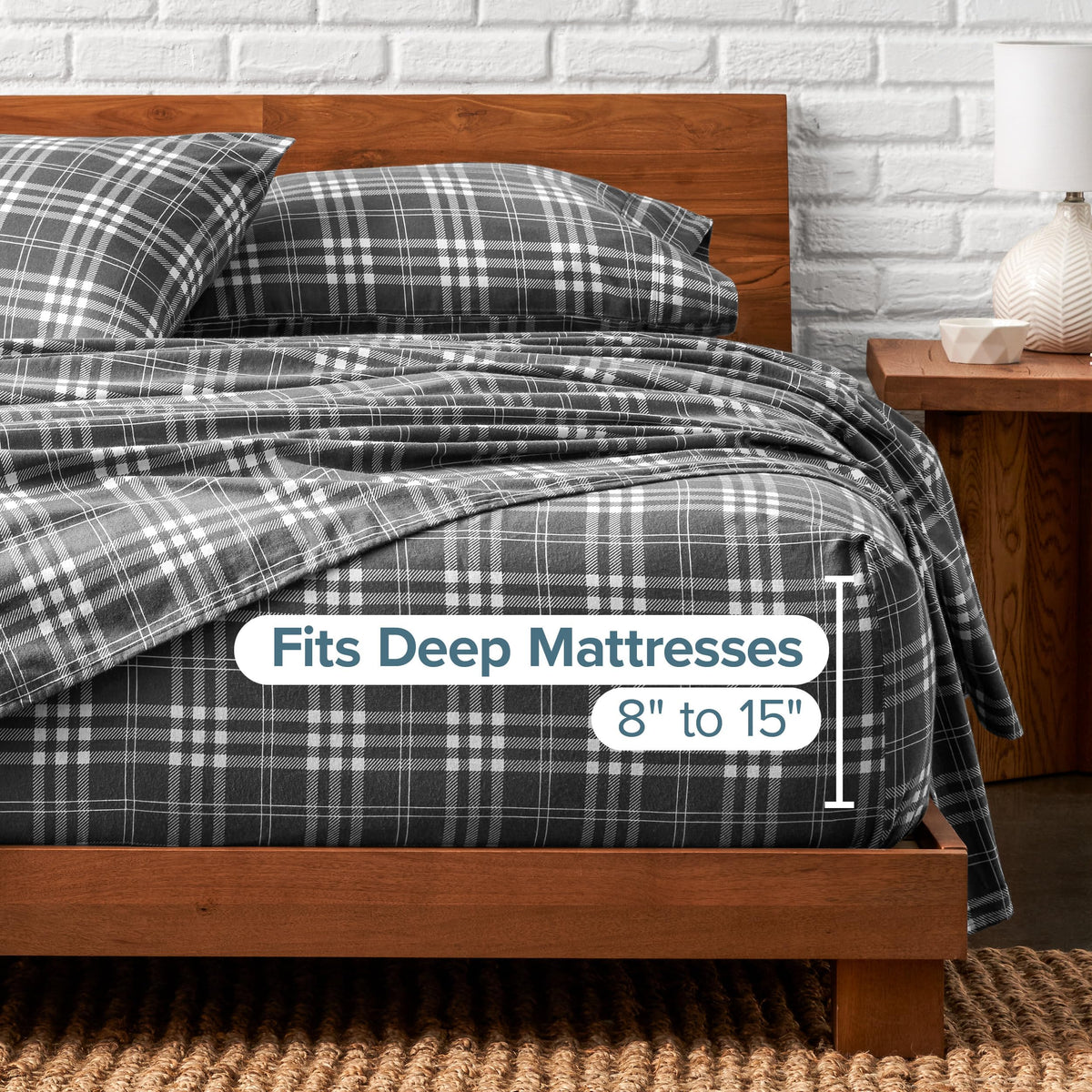 Flannel Sheet Set Prints (Stirling Plaid - Grey/White)