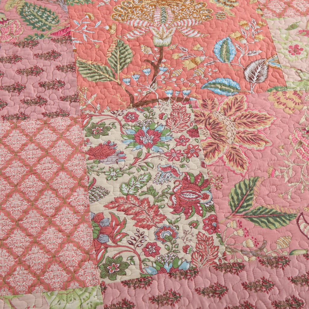 Cotton Patchwork Bedspread, 3-Piece Bedding Quilt Set with Real Stitched Embroidery, Reversible Matelasse Bed