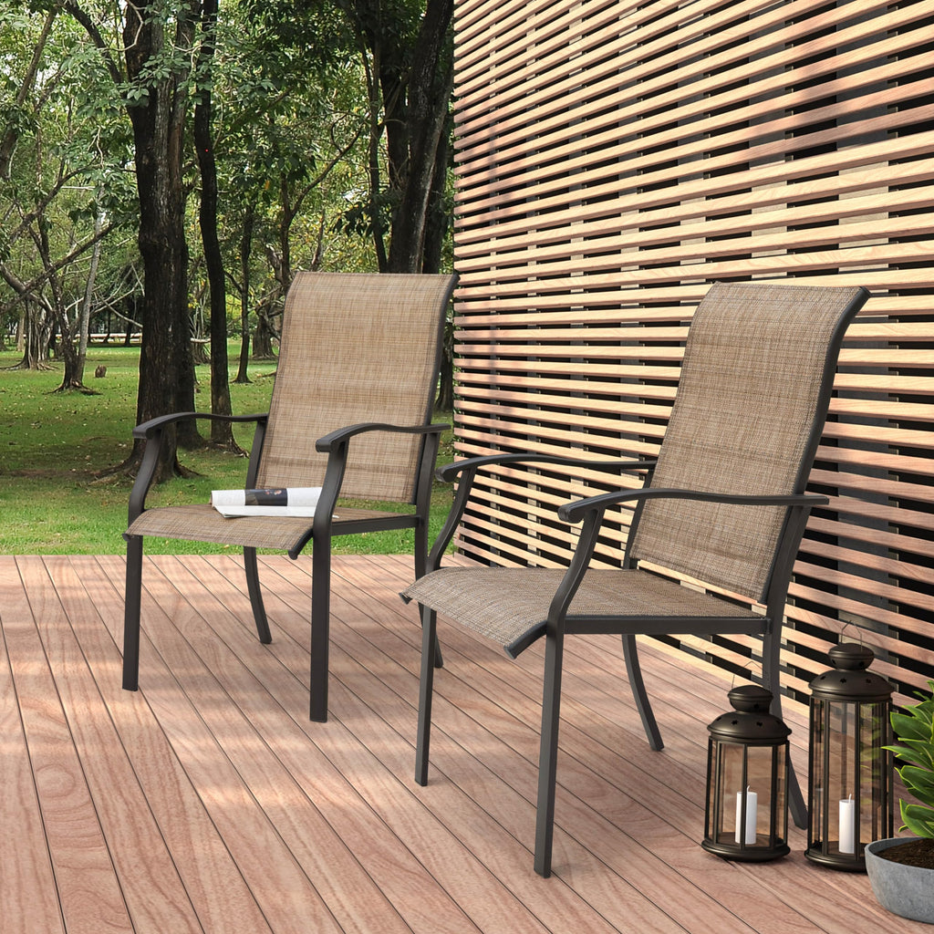 Patio Dining Chairs Set of 2, Outdoor Chairs with Armrest, Indoor/Outdoor Chairs Backyard Deck Garden Chair