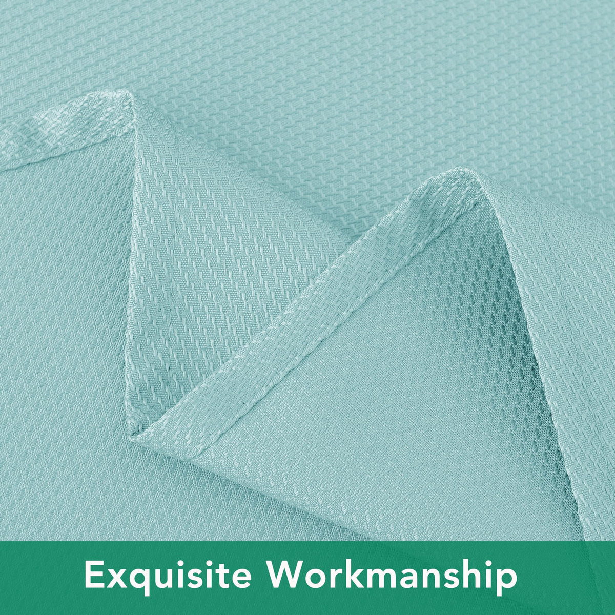 Textured Tablecloth Rectangle-Fabric Outdoor Table Cloths-Aqua Blue 70x120"