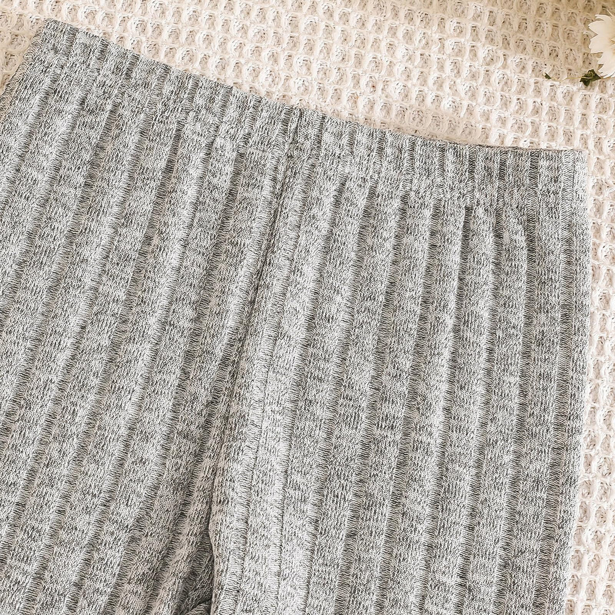 Girls Pants 4 Pack Ribbed Leggings Fashionable Solid Color Stretch Comfortable Toddler Bottoms