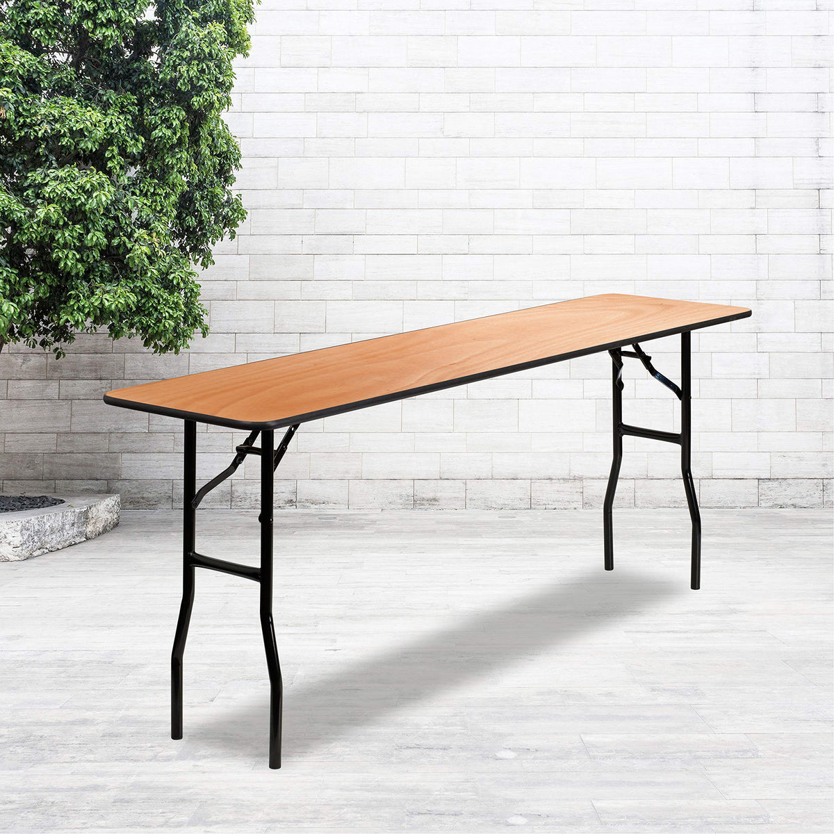 72" x 30" Natural Wood Rectangular Folding Table