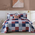 100% Cotton Quilt Set, Patchwork Plaid Quilt Bedding Set Bedspreads, Farmhouse Lightweight Comforter