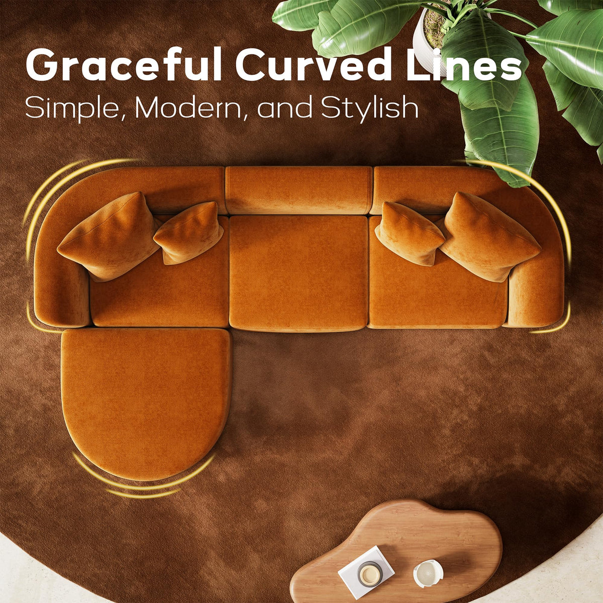 116" Modular Curved Sectional Modern Oversized Couches